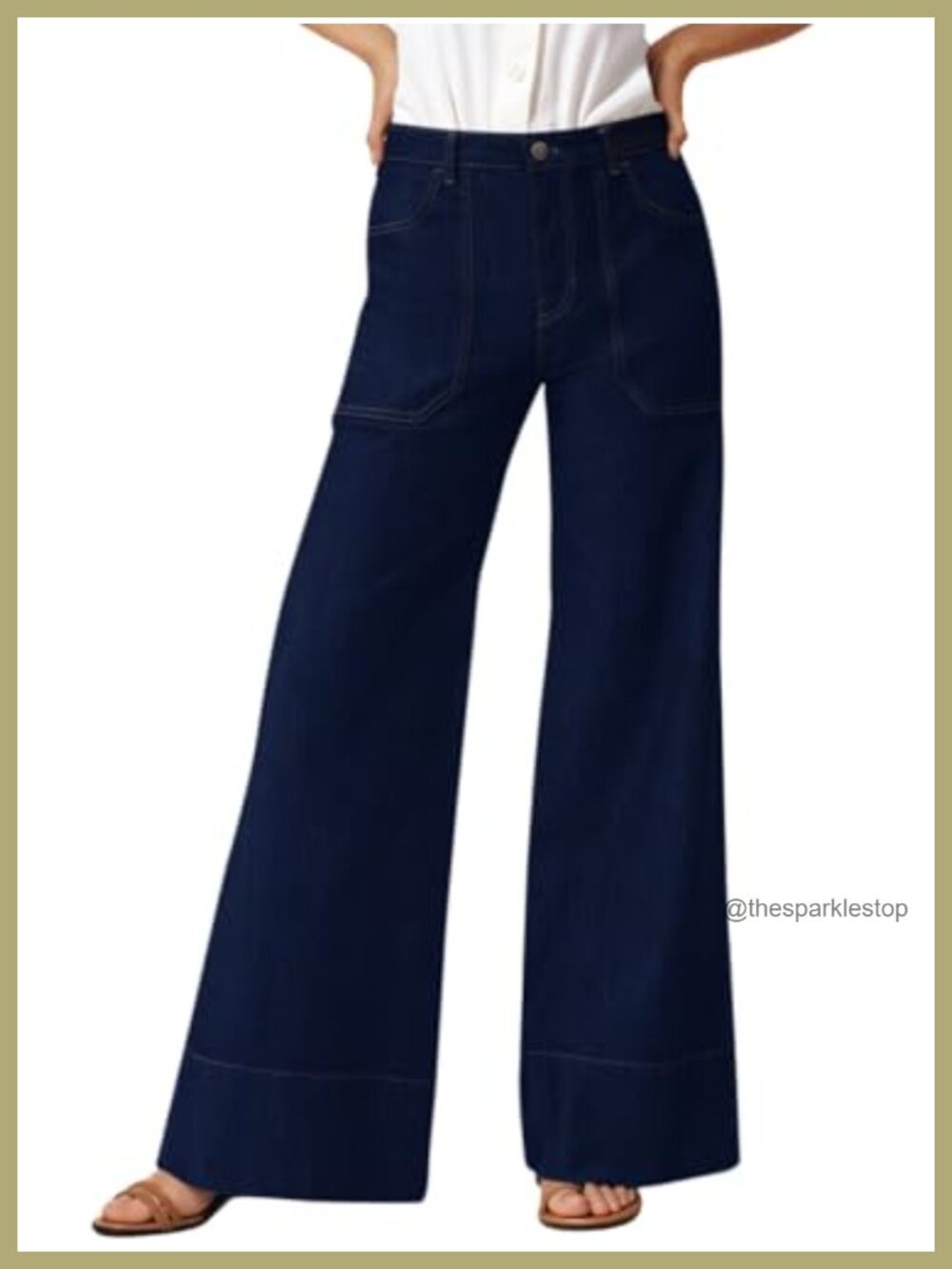 Wide Leg High Waist Boyfriend Jeans Cropped Flare Denim Pants